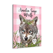 "Pink Baby Wolf" Personalized Canvas Art