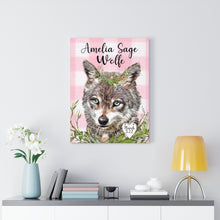 "Pink Baby Wolf" Personalized Canvas Art