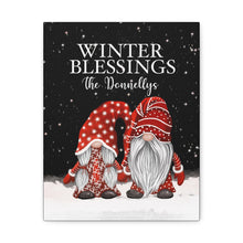 Red Gnome Winter Blessings Personalized Canvas Art
