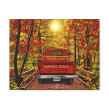 "Peaceful Sunbeams" Fall Canvas Personalized Art (Red Truck in Autumn Landscape Painting)