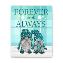 Aqua & Teal Spring Gnome Couple Personalized Canvas Art