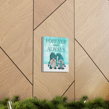 Aqua & Teal Spring Gnome Couple Personalized Canvas Art
