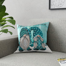 Aqua Teal Gnome Couple 18x18 Square Pillow and Personalized Case