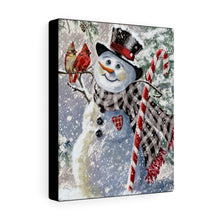 "Frosty's Friends" Winter Canvas Art (Snowman, Candy Cane, Two Cardinals)