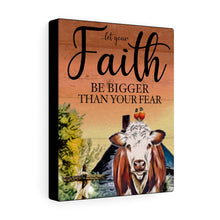 "Bigger Faith" Inspirational Canvas Print  (Hereford Cow & Robin Birds)