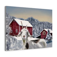 "Farmhouse Kid" Winter Scene Canvas Farmhouse Painting (Billy Goat)