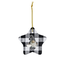 Papa Gnome - Black Buffalo Check - Personalized Christmas Ornament (Heart, Star, Circle, Snowflake Design)