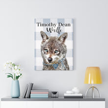 Baby Blue Woodland Wolf Personalized Canvas Art