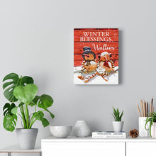 "Red Barn Snowman Couple" Personalized Canvas Art