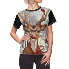 "Nose So Bright" Women's Shirt (Depicts a winter landscape with Rudolph and an Old Red Truck)
