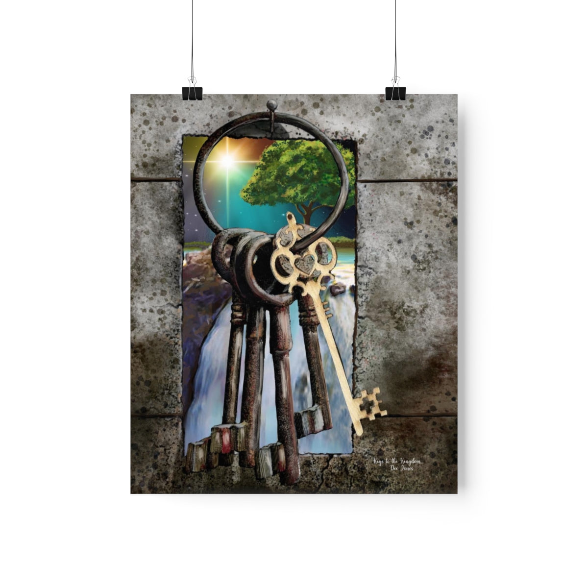 Keys to the Kingdom - Christian Inspirational Poster - River of God Five Antique Key Painting