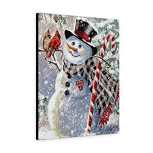 "Frosty's Friends" Winter Canvas Art (Snowman, Candy Cane, Two Cardinals)