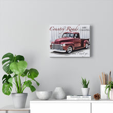"Roads are Calling" Canvas Art Print (Red Truck)