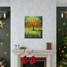 "Family "  Fall Personalized Canvas Art by Artist Dee Jones Colors are Aqua Orange and Yellow