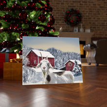 "Farmhouse Kid" Winter Scene Canvas Farmhouse Painting (Billy Goat)