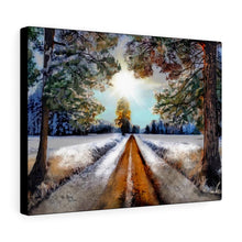 "The Way" Winter Fine Art Painting on Canvas (Country Roads & Pine Trees)