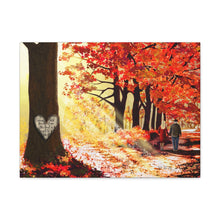 "Yet to Be" Personalized and Customized Canvas Art by Dee Jones Beautiful Autumn Fall Scene with an older couple celebrating their 20th Anniversary