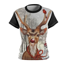"Nose So Bright" Women's Shirt (Depicts a winter landscape with Rudolph and an Old Red Truck)