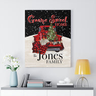 Red Truck Christmas Personalized Winter Canvas Art