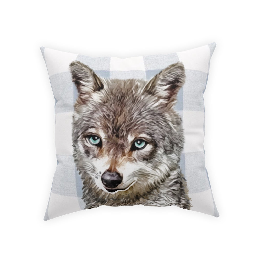 Baby Blue Woodland Animal Boy Wolf Personalized Nursery Pillow Case and Pillow