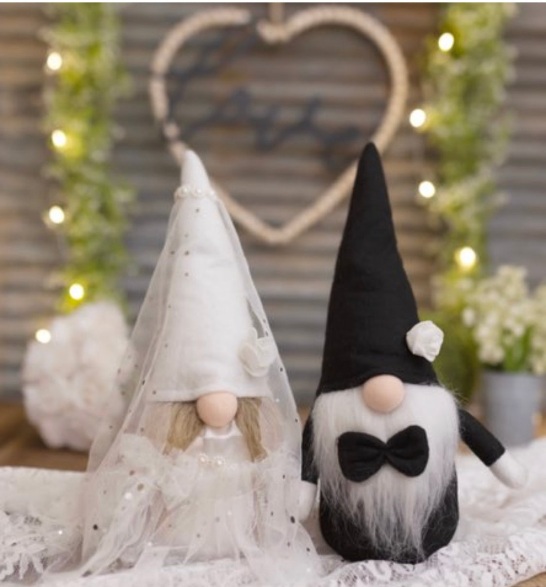 Wedding Gnome Couple All dressed up for FOREVER