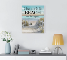 "Ocean Trail" Beach Painting with Word Art DIGITAL DOWNLOAD "I love you to the BEACH and back again" (Aqua and Peach Shoreline Sunset in Acrylic)