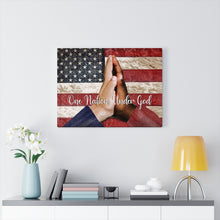 "One Nation Under God" Personalized Canvas Art (American flag with unified praying hands)