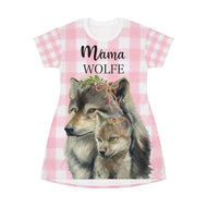 Personalized Mama Wolf and Cub T-shirt Dress