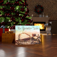 "No Greater Love" Biblical Picture of the Cross and the Crown of Thorns inspirational Canvas Art