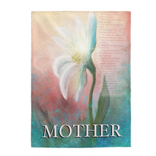 "Mother" or Personalized Inspirational Velveteen Plush Blanket Song of Solomon Scripture printed into the painted image of a daisy.