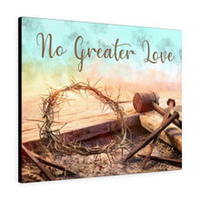 "No Greater Love" Biblical Picture of the Cross and the Crown of Thorns inspirational Canvas Art
