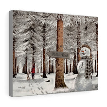 "Winter Walk" Personalized Winter Painting Canvas Art (Snowman, Country Girl & dog)