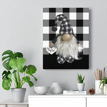"Papaw Hillbilly Gnome" - Black Buffalo Check - Personalized Canvas Art