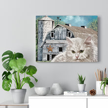 "Snowball" Canvas (White Barnyard Cat)