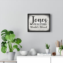 Farmhouse Rustic Black Personalized Canvas "Blended & Blessed"