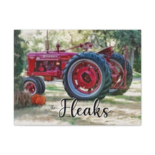 "Farmall H Tractor"  ...so God made a Farmer Personalized Farmhouse Canvas Art -  Red Tractor  -Summer Background Painting with pumpkin