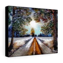 "The Way" Winter Fine Art Painting on Canvas (Country Roads & Pine Trees)