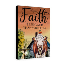 "Bigger Faith" Inspirational Canvas Print  (Hereford Cow & Robin Birds)