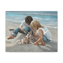 "Sandcastles"  Beach Painting Canvas Art by Dee Jones (Boy and Girl on the beach)